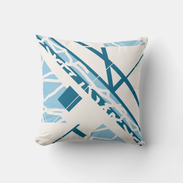 Coussin Turquoise bleu sur les lignes de formes diagonales (Recto)
