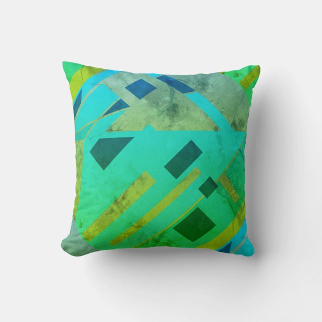 Coussin Turquoise bleu vert gris or diagonal MCM Look Moti (Recto)