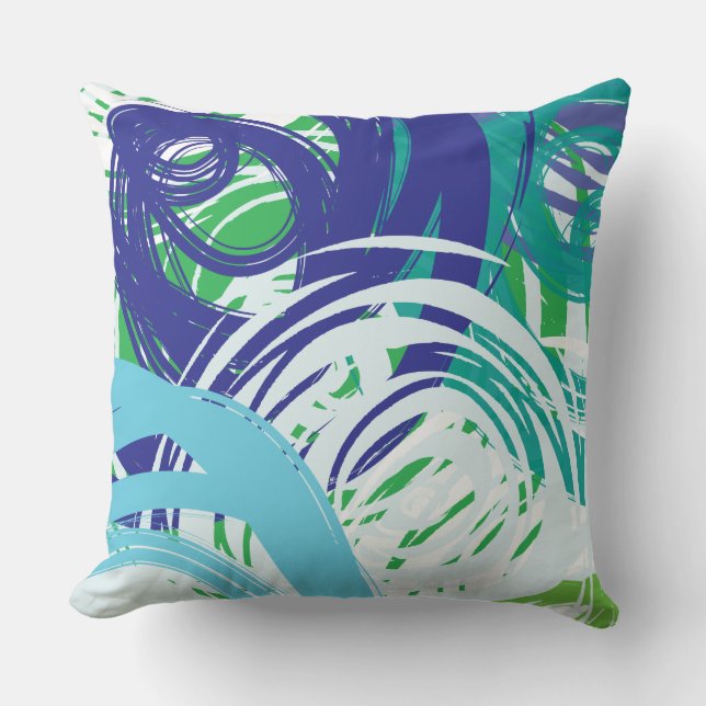 Coussin Turquoise Bleu Vert SPIRAL DESIGN Retro Jeu d'orei (Recto)