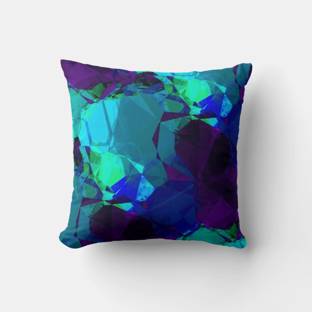 Coussin Turquoise Bleu & Violet Élégant Motif Abstrait (Recto)