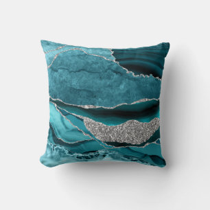 Coussin Turquoise Blue Silver Parties scintillant Luxe Aga