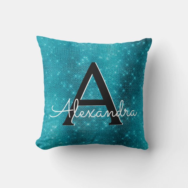 Coussin Turquoise Blue Sparkle (Recto)