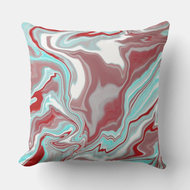 Coussin Turquoise, Bourgogne, persiennes en marbre rouge e (Recto)