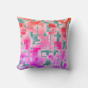 Coussin Turquoise branché et Rainbow Abstrait Motif