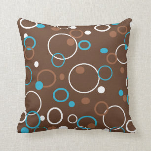 Coussin Turquoise Brown et cercles blancs