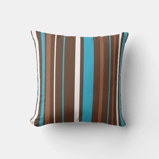 Coussin Turquoise Brown et rayures blanches (Recto)