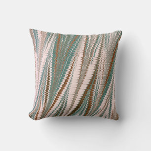 Coussin Turquoise/brun/carreau en ivoire