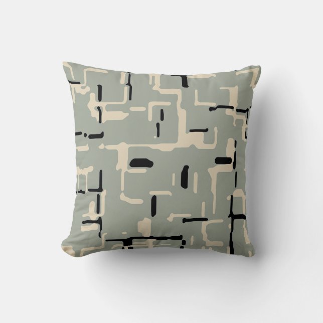 Coussin Turquoise clair Noir Beige moderne (Recto)