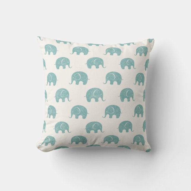 Coussin Turquoise Cute Elephant Motif (Recto)