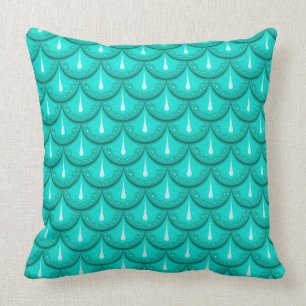 Coussin turquoise d'échelle de sirène