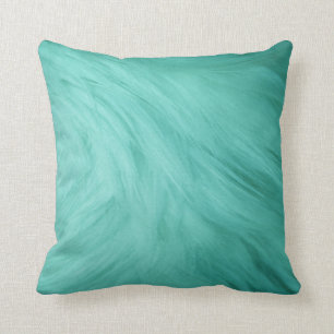 Coussin turquoise d'impression de fourrure
