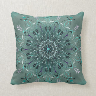 Coussin Turquoise d'obscurité de mandala de Boho