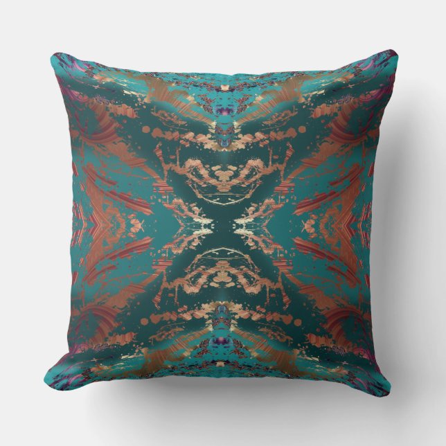 Coussin Turquoise élégant et bronze (Recto)