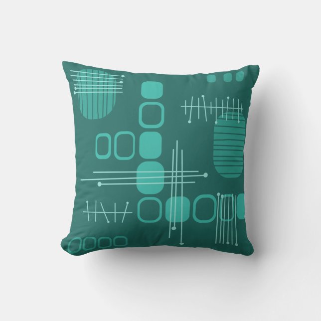 Coussin Turquoise en tissu à écorce Abstrait atomique (Recto)