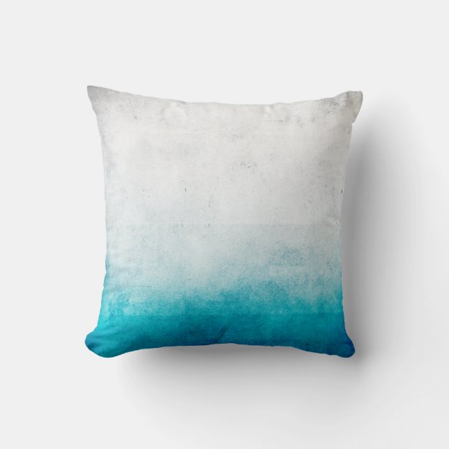 Coussin Turquoise et aquarelle affligée par Ombre blanche (Recto)