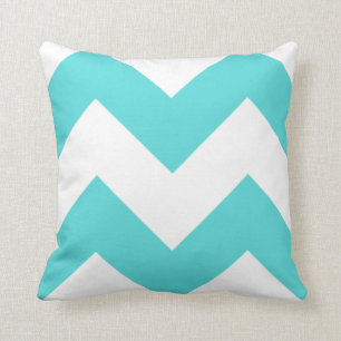 Coussin turquoise et blanc de zigzag