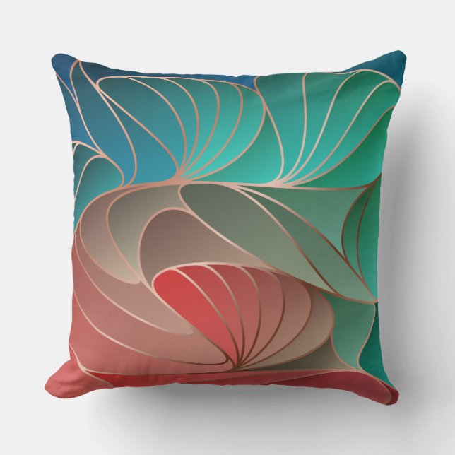 Coussin Turquoise et corail Nouveau Art Nouveau (Recto)