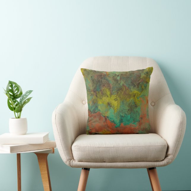 Coussin Turquoise et cuivre avec accents or (Chaise)