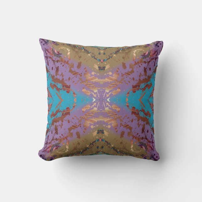 Coussin Turquoise et Gold Abstrait (Recto)