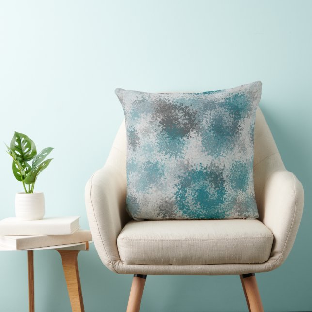 Coussin Turquoise et gris géométrique Abstrait (Chaise)
