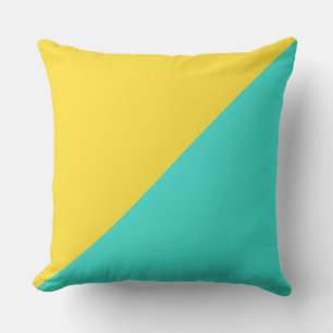Coussin Turquoise et jaune banane Couleur unie