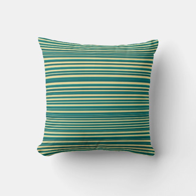 Coussin Turquoise et Jaune Moderne Stripes simples (Recto)