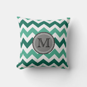 Coussin Turquoise et Mint Chevron Zigzag Motif