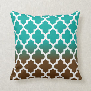 Coussin Turquoise et motif de Quatrefoil de mélange de
