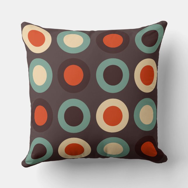 Coussin Turquoise et orange moderne du milieu du siècle (Verso)