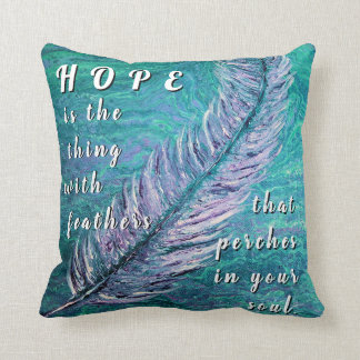 Coussin turquoise et pourpre d'espoir pour le