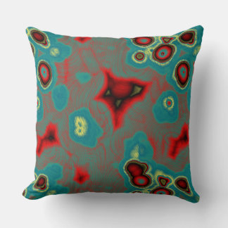 Coussin Turquoise et rouge Abstrait
