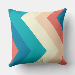 Coussin Turquoise et Saumon Chevron Motif