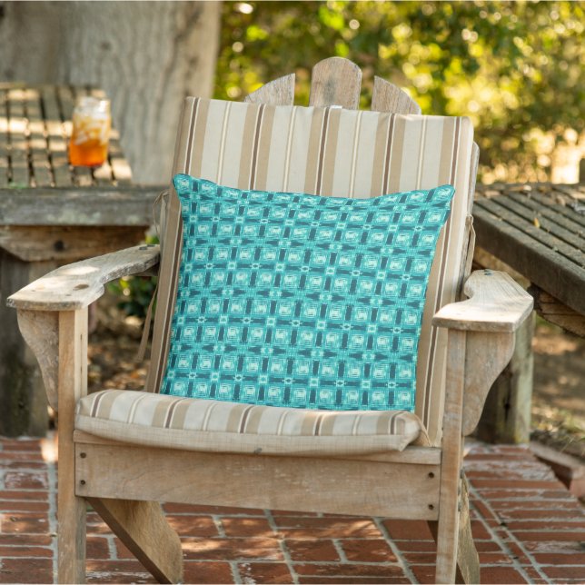 Coussin Turquoise et Turquoise Shibori Plaid (Chaise)