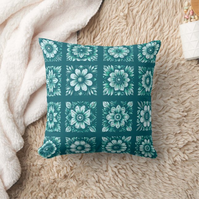 Coussin Turquoise Flower Pattern (Couverture)