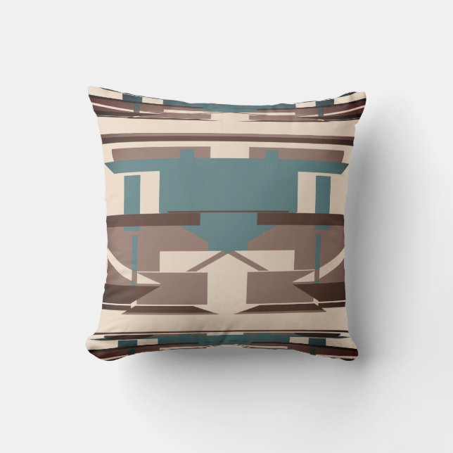 Coussin Turquoise foncé Brown sur mosaïque d'art du sud-ou (Recto)
