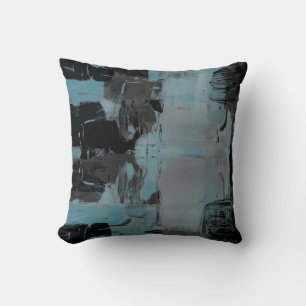 Coussin Turquoise Gris Noir Artistic Abstrait Colorblock