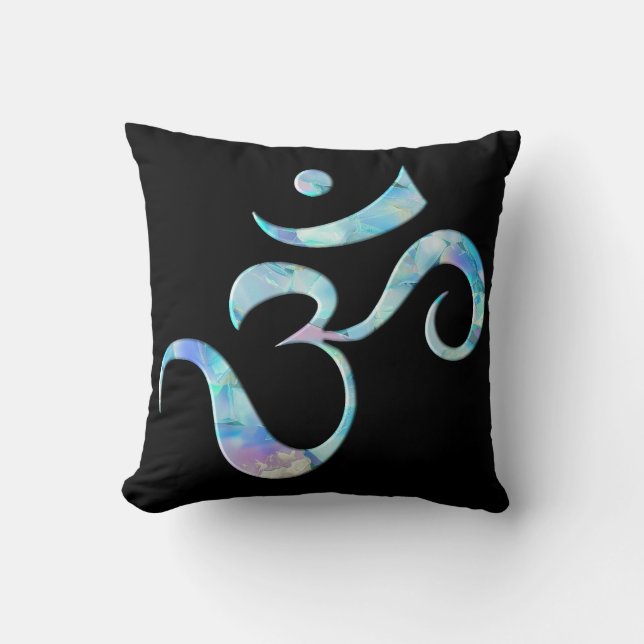 Coussin Turquoise Marbré Om (Recto)