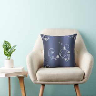 Coussin Turquoise métallique, Fils blancs Noël