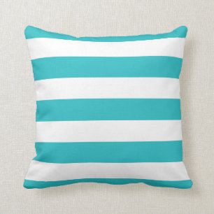 Coussin Turquoise moderne et rayures blanches