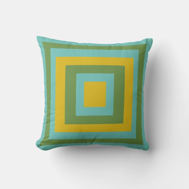 Coussin Turquoise, moutarde, Olive 1970 Hippy Throw Pillow (Recto)