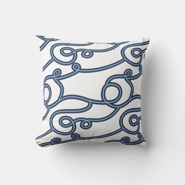 Coussin Turquoise, Navy & White Beach Theme Jeu d'oreiller (Recto)