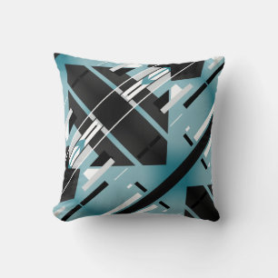 Coussin Turquoise noir blanc gris diagonale sud-ouest