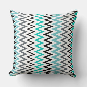 Coussin Turquoise, noir et blanc