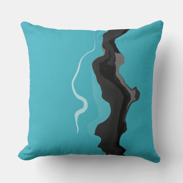 Coussin Turquoise, Noir et Blanc Abstrait (Recto)