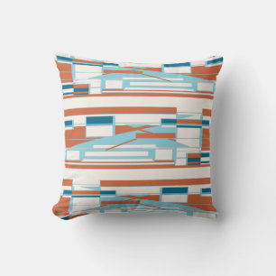 Coussin Turquoise Orange Blanc Méditerranéen Rowé Design