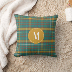 Coussin Turquoise Orange Brown Monogramme Twill Plaid Moti
