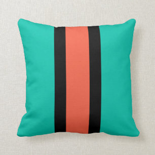 Coussin Turquoise, orange et noir