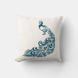 Coussin Turquoise Peacock Bold Design Art Déco élégant