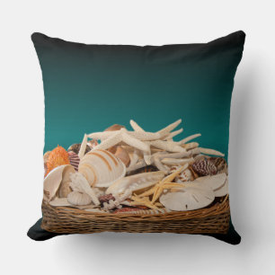 Coussin Turquoise Photo Sea Treasures Coquillages