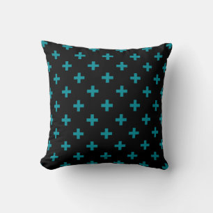 Coussin Turquoise polka croise sur noir
